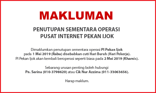 NOTIS PENUTUPAN PI 1 Mei 2019